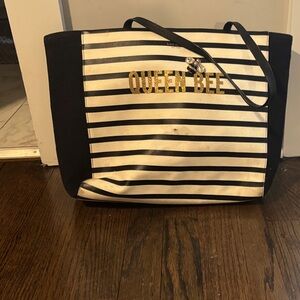 Kate Spade Black and Cream Striped Tote